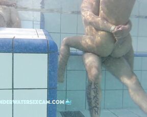 NEW! Even though the sauna pool is packed with people, no one notices that this young couple is really having sex.