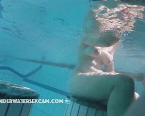 NEW! Because she loves being naked in the pool so much, it turns her on, and the nipples of her large breasts get hard