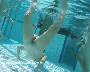 NEW! This teenage girl finds it totally exciting to be naked in the water while everyone is watching her