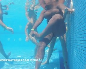 NEW! It's not easy for this black mermaid to keep her big, saggy boobs from popping out of the water