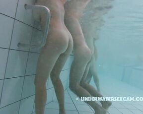 NEW! This hot MILF with huge natural tits discovers the underwater jet and starts masturbating
