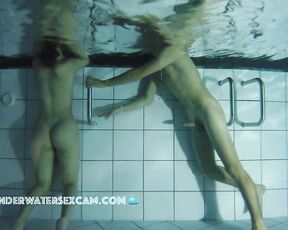 NEW! His cock gets hard and casts a big shadow on the pool wall ;-) He wants to fuck the teen18+ girl!