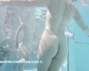 NEW! These teen angels are really excited because it's their first time being completely naked in the pool in front of all these experienced men.