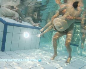 NEW! He carries his girlfriend the whole time because the sauna pool is packed with naked people ;-)